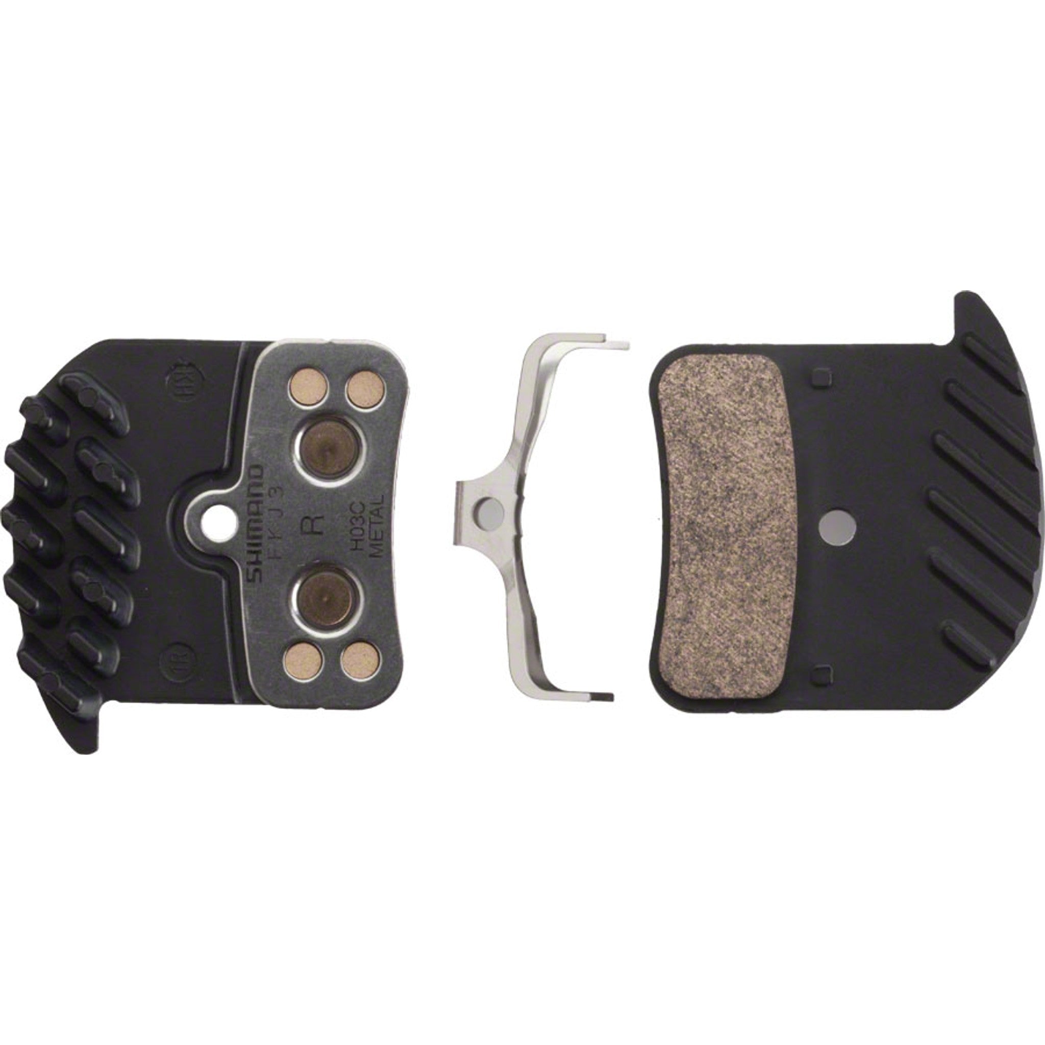 H03C-MF Disc Brake Pad and Spring - Metal Compound, Finned Aluminum Backplate, One Pair